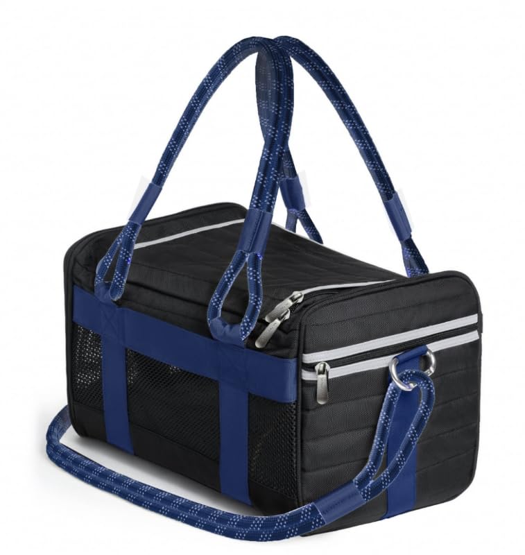Mr. Peanuts WanderWell Series 3 in 1 Airline Compliant Soft Sided Pet Carrier and Car Seat (Deja Blue)