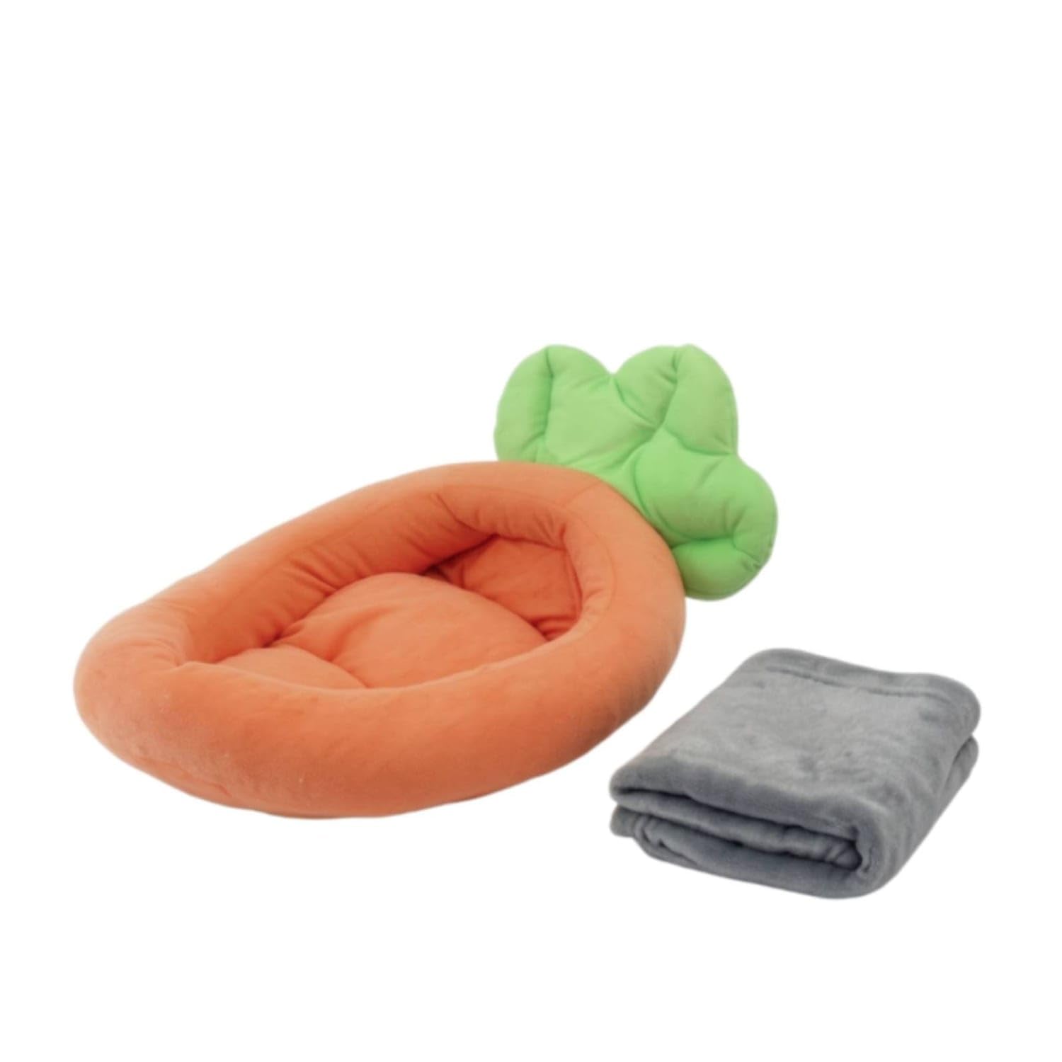 Soft Carrot Pet Bed Padded Pet Bed with Blanket Cozy Comfortable for Small Dogs, Young Dogs, Kittens, Indoor, Living Room, L, Ca