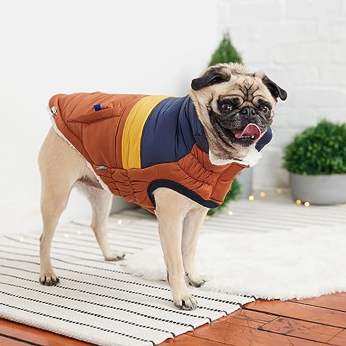 Elasto-Fit Classic Puffer Dog Jacket - Quilted Winter Pet Coat With Adjustable Straps, Waterproof Insulated Dog Outerwear For Small Medium Large Dogs, Easy On Off Design - Hazel, X-Small