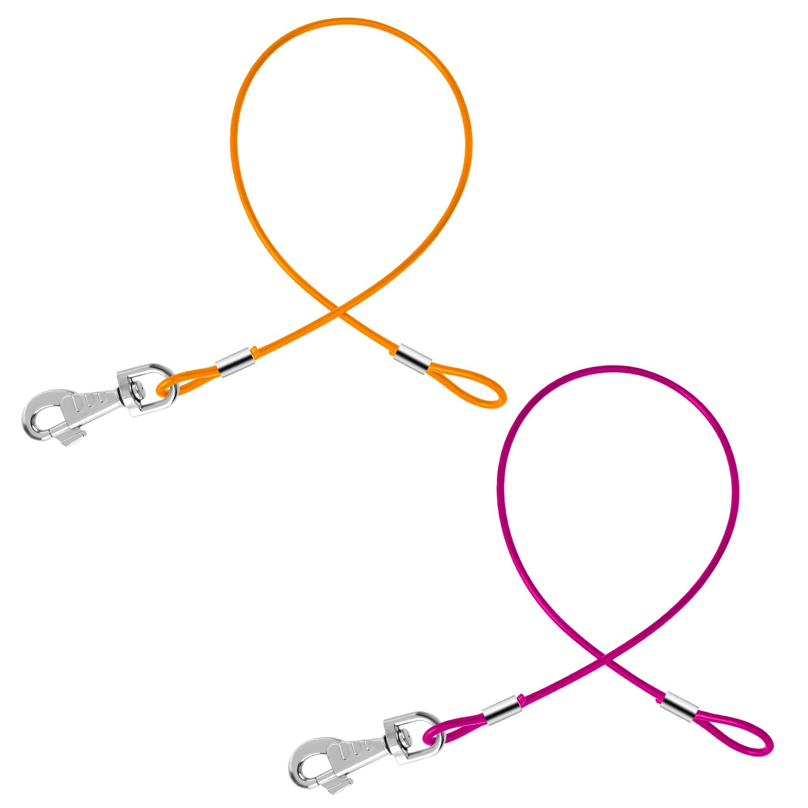 2 Pack Chew Proof Dog Leash Extension Metal Cable Lead, Non-Tangle Connect Leash For Any Leash & Collar & Harness, Heavy Duty Bl