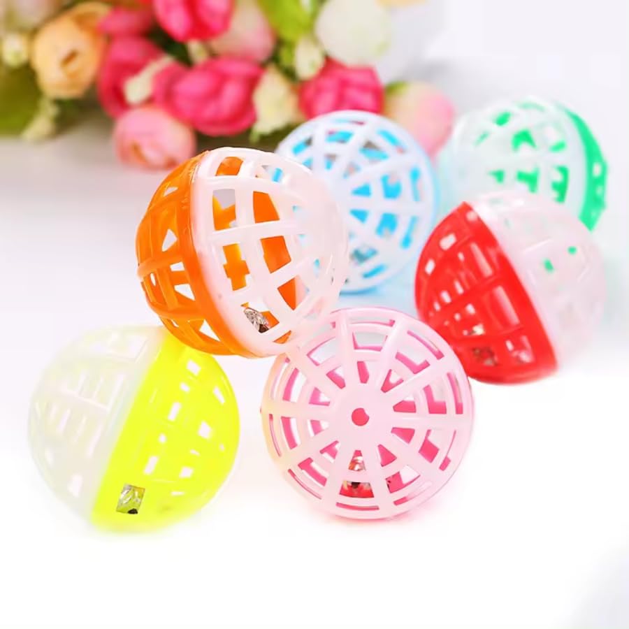 Dog Trust Cat Toy Balls With Bell Inside Plastic Kitten Chase Toys Jingle Bell Ball For Cat Indoor Training 6Pcs