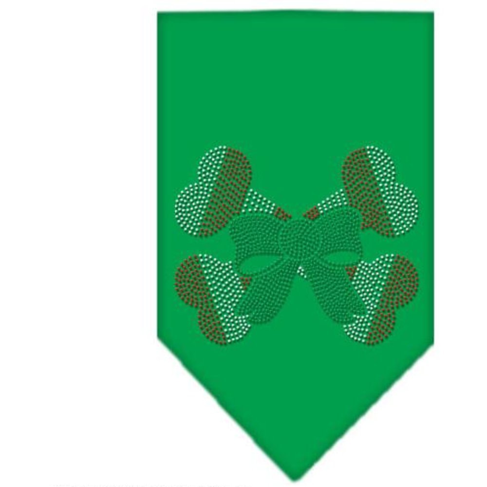 Mirage Pet Products Candy Cane Crossbones Rhinestone Bandana, Small, Emerald Green