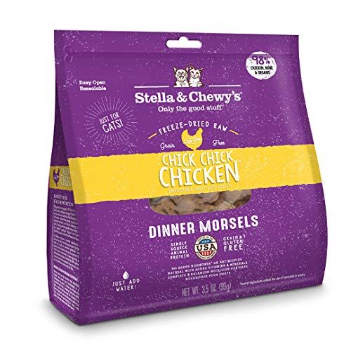 Stella & Chewys Freeze-Dried Raw Chick, Chick, Chicken Dinner Morsels Cat Food, 3.5 Oz. Bag