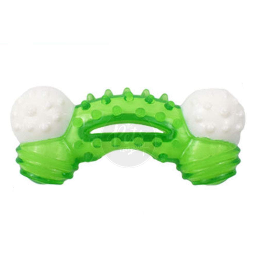 The Dogs Company Natural Plastic Rubber Dog Bone Chew Toy, Puppy Teething Toy, 5 Inches, Colour May Vary