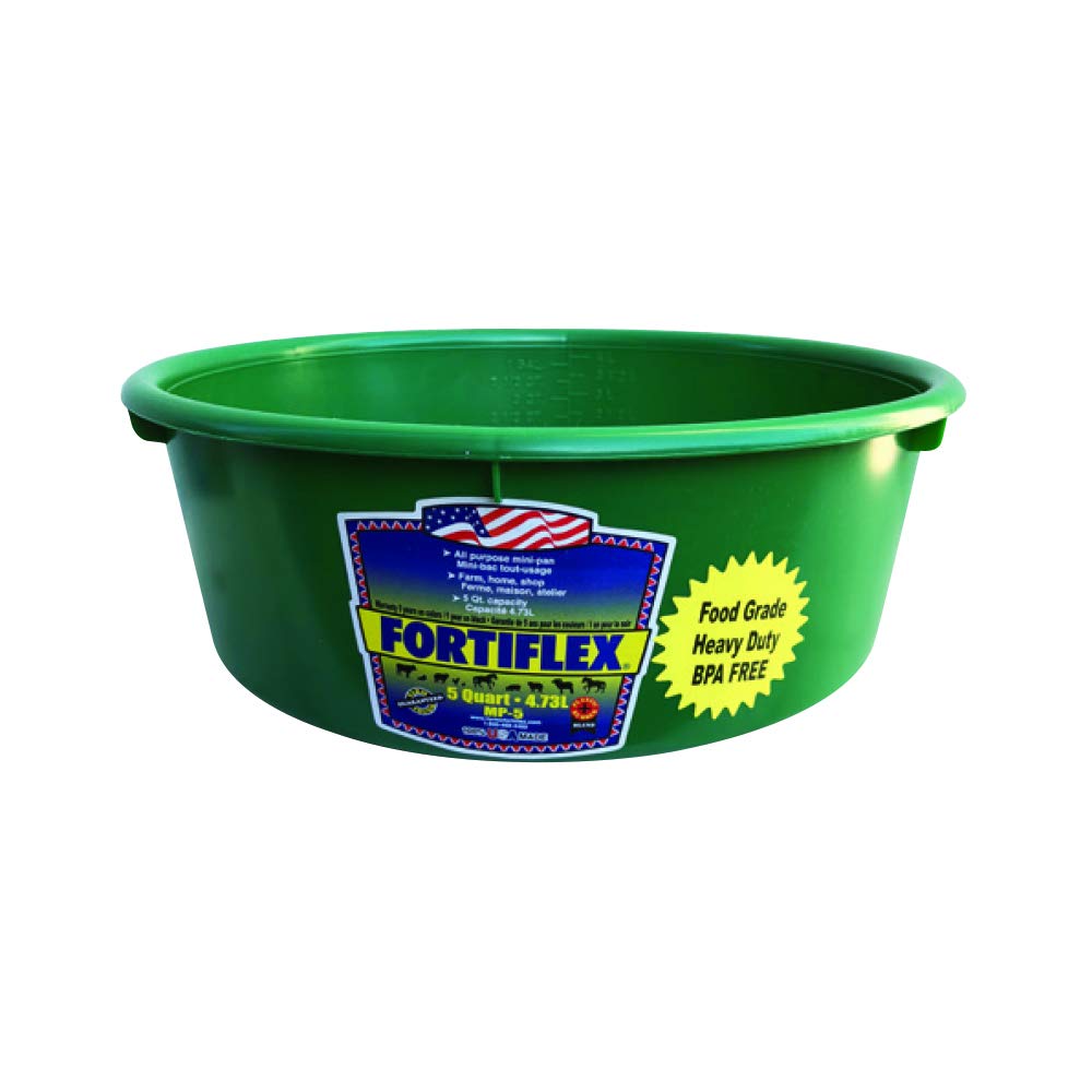 Fortiflex Mini Feed Pan For Dogs And Horses, 5-Quart, Green