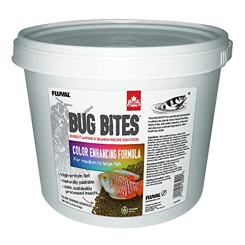 Fluval Bug Bites color Enhancing Fish Food for Tropical Fish granules for Medium to Large Sized Fish 4.4 lb. A6599 Brown