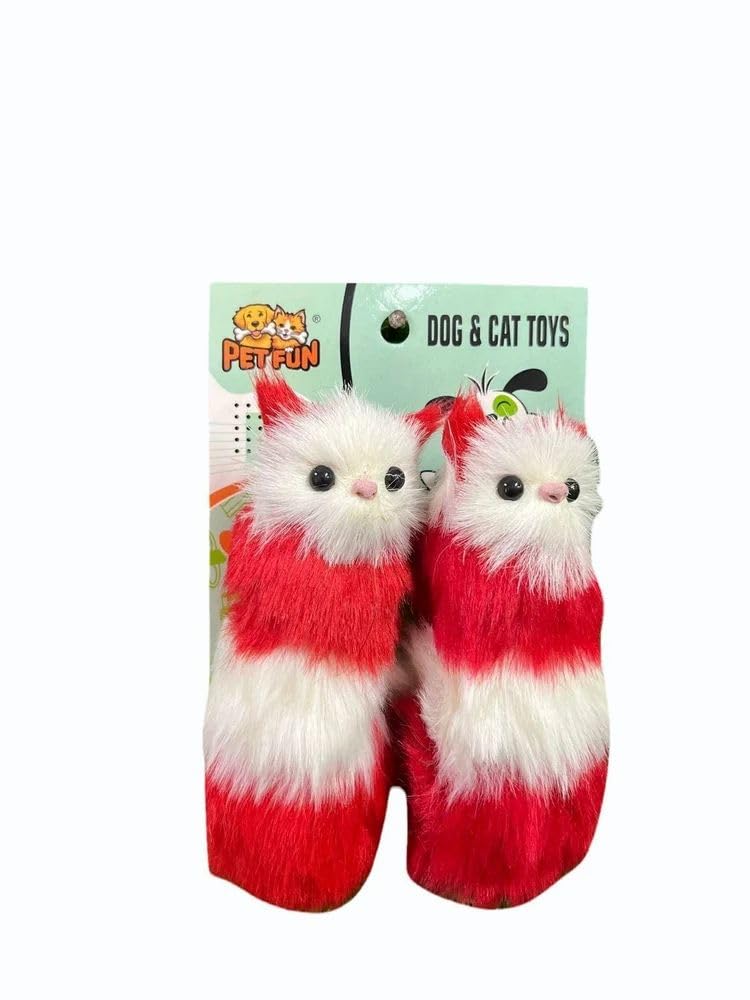 Premiumav Small Cat Squeaky Fluffy Toy With Feathers  Soft Polyester Chew & Fetch Toy For Kittens, Interactive Training Aid For