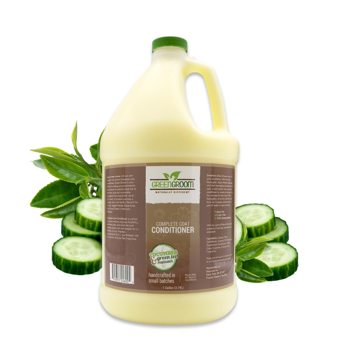 Green Groom Complete Coat Dog Conditioner, Gallon | All Natural Ingredients, Concentrated 32 To 1, Restore Moisture, Eliminates 