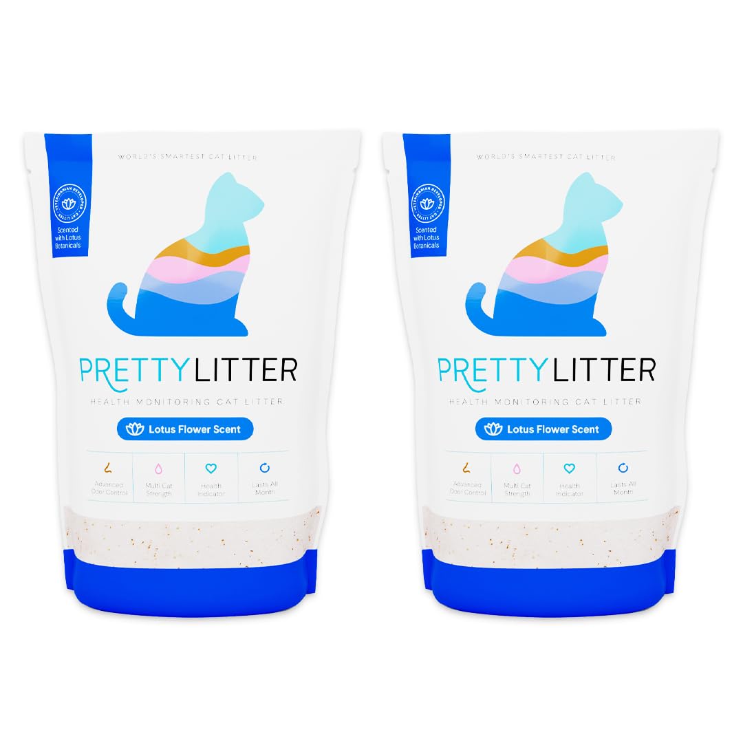 Prettylitter Health Monitoring Cat Litter, Scented Lotus Flower, Non-Clumping Crystal Litter, 6 Lbs (Pack Of 2)