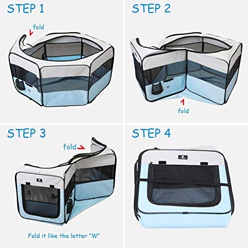 X-Zone Pet Portable Foldable Pet Dog Cat Playpen Crates Kennel/Premium 600D Oxford Cloth,Removable Zipper Top, Indoor And Outdoor Use