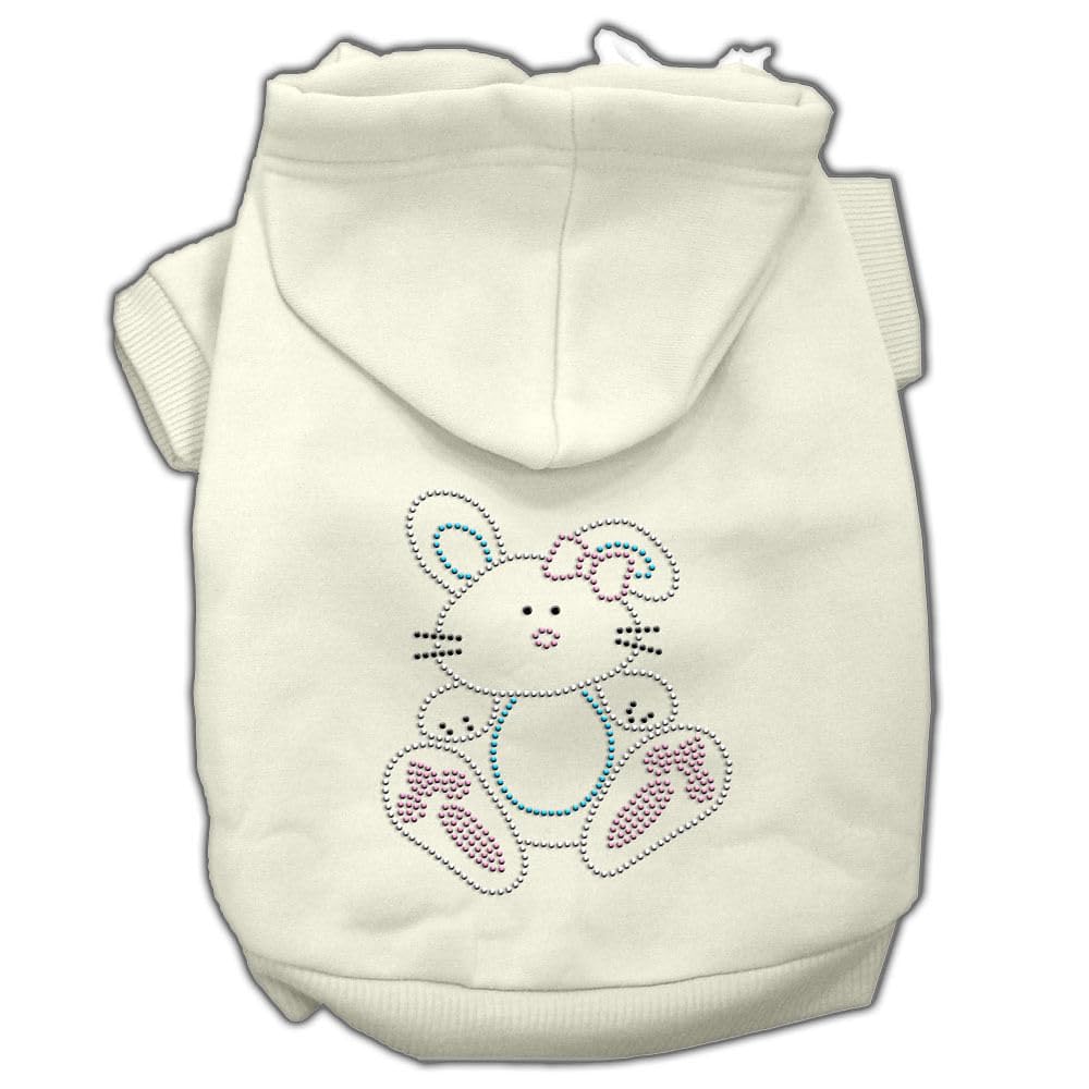 Mirage Pet Products 12&quot; Bunny Rhinestone Hoodies, Medium, Cream