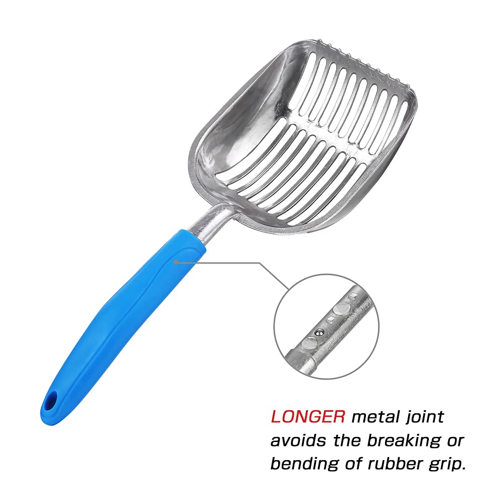 Chi-buy The Latest Update Cat Litter Scoop with Metal TABS/Round Teeth, Deep Shovel Sifter Cats Litter Scoop, Durable Pet Kitty