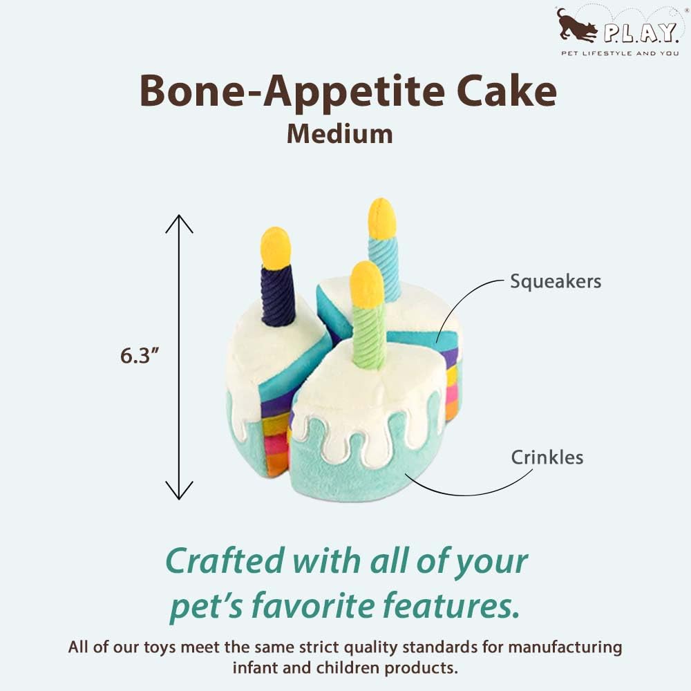 P.L.A.Y. Cute Plush Dog Toys - Birthday Party Celebration Themed Durable Squeaker Chew Toy, For Puppies & Small, Medium, Large D