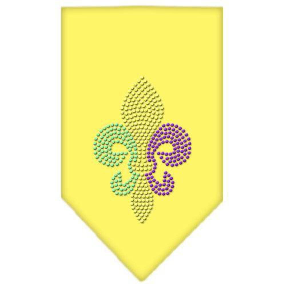 Mirage Pet Products Mardi Gras Fleur De Lis Rhinestone Bandana, Yellow, Large