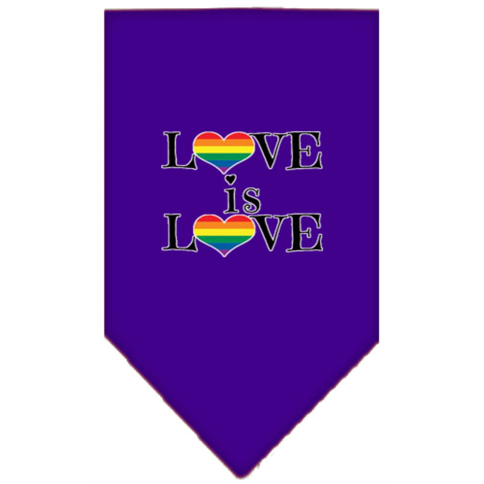 Mirage Pet Products Love is Love Screen Print Bandana Purple Large