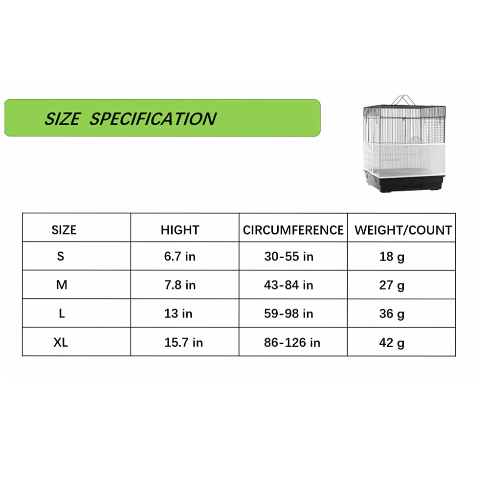 ISMARTEN Bird Cage Seed Catcher (2 Pack), Airy Gauze Bird Cage Cover Seeds Guard Dust-Proof Universal Birdcage Accessories Mesh