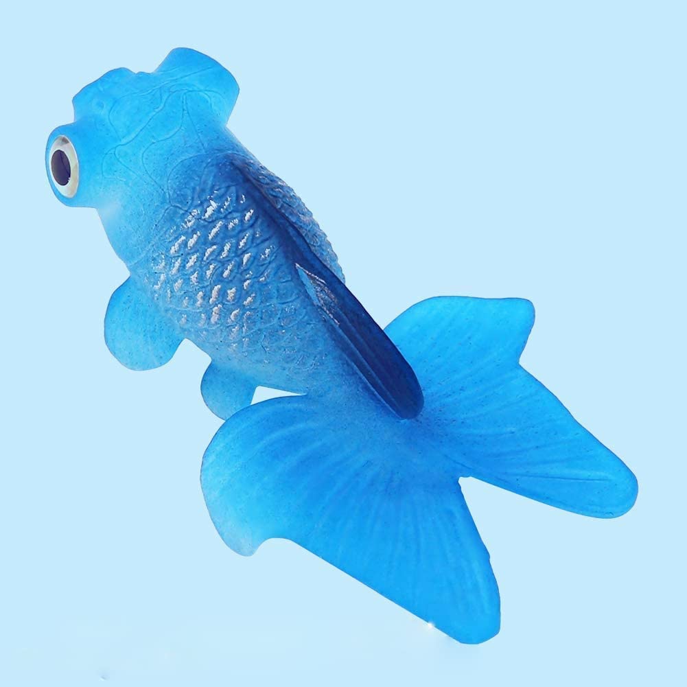 Pssopp Aquarium Fake Fish Decoration, Artificial Blue Goldfish Betta Fish Decoration Silicone Swimming Gold Fish Small Lifelike Fake Fish Funny Fish Ornaments