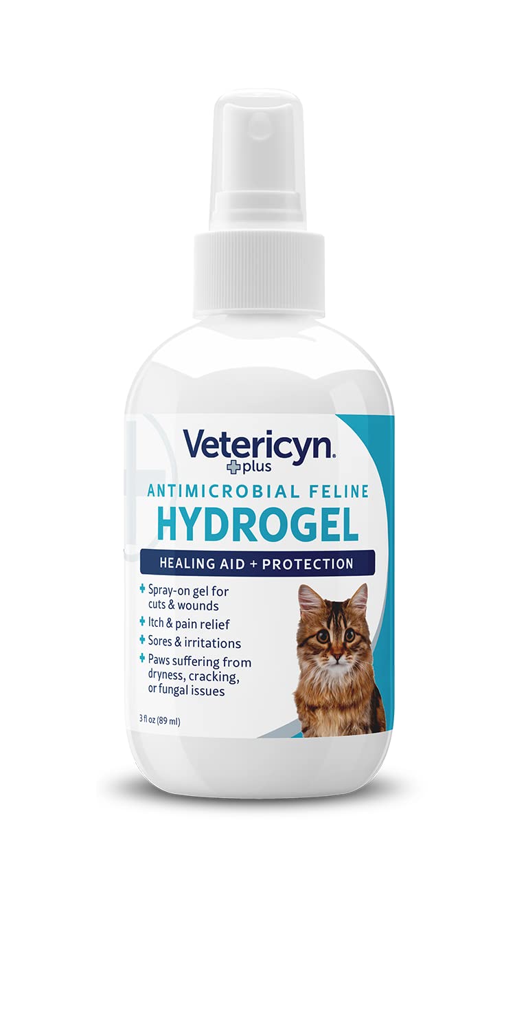 Vetericyn Plus Cat Wound Care Hydrogel Spray | Feline Healing Aid and Wound Protectant, Sprayable Gel to Relieve Cat Itchy Skin.