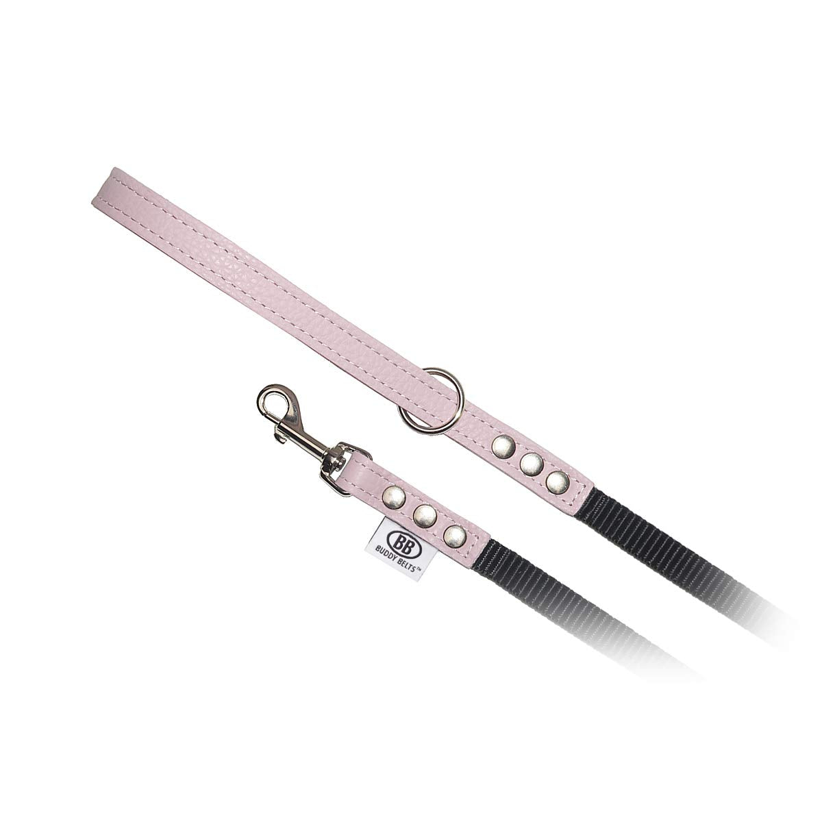 Buddy Belt Pebble Grain Accent Leather Nylon Leash Pink - Premium Edition (3/4 X 4')
