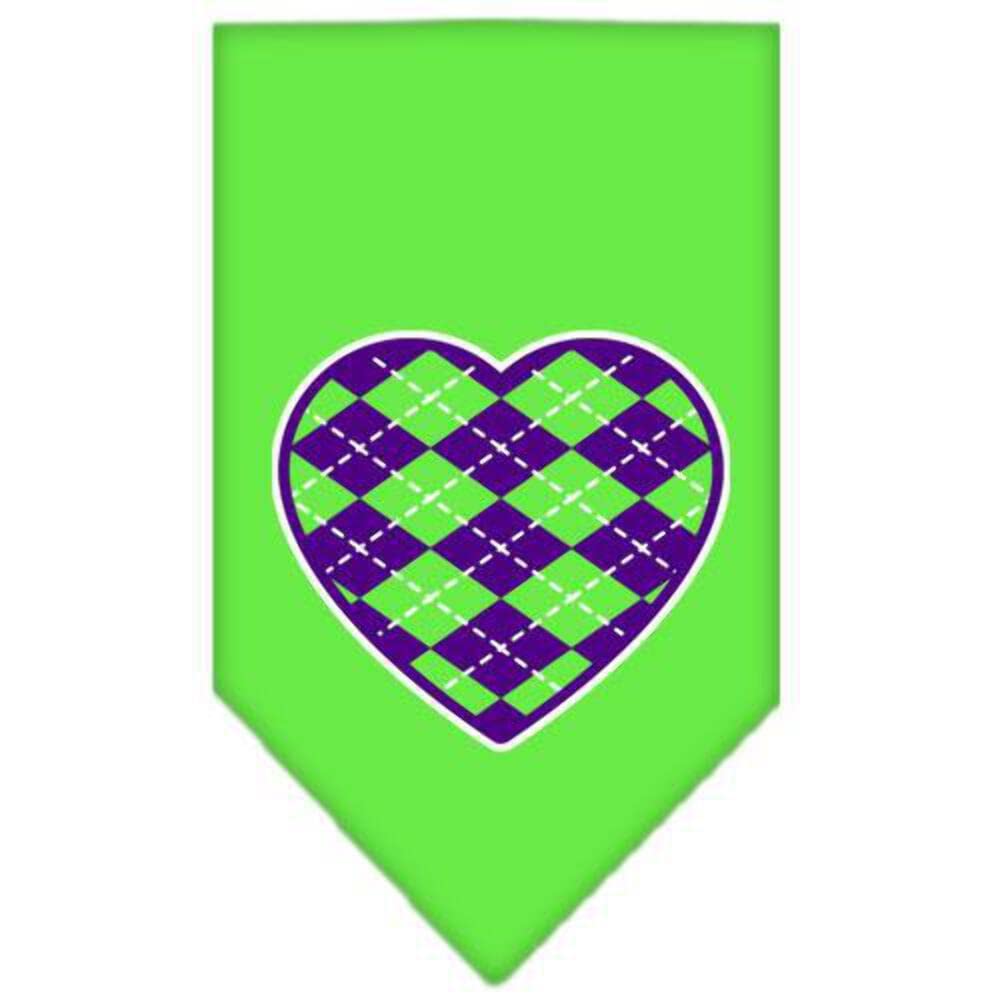 Mirage Pet Products Argyle Heart Purple Screen Print Bandana for Pets, Large, Yellow