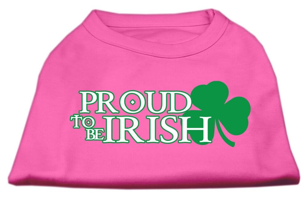 Pet Dog & Cat Shirt Screen Printed, 'Proud To Be Irish' Bright Pink 3Xl (25-35 Lbs.)