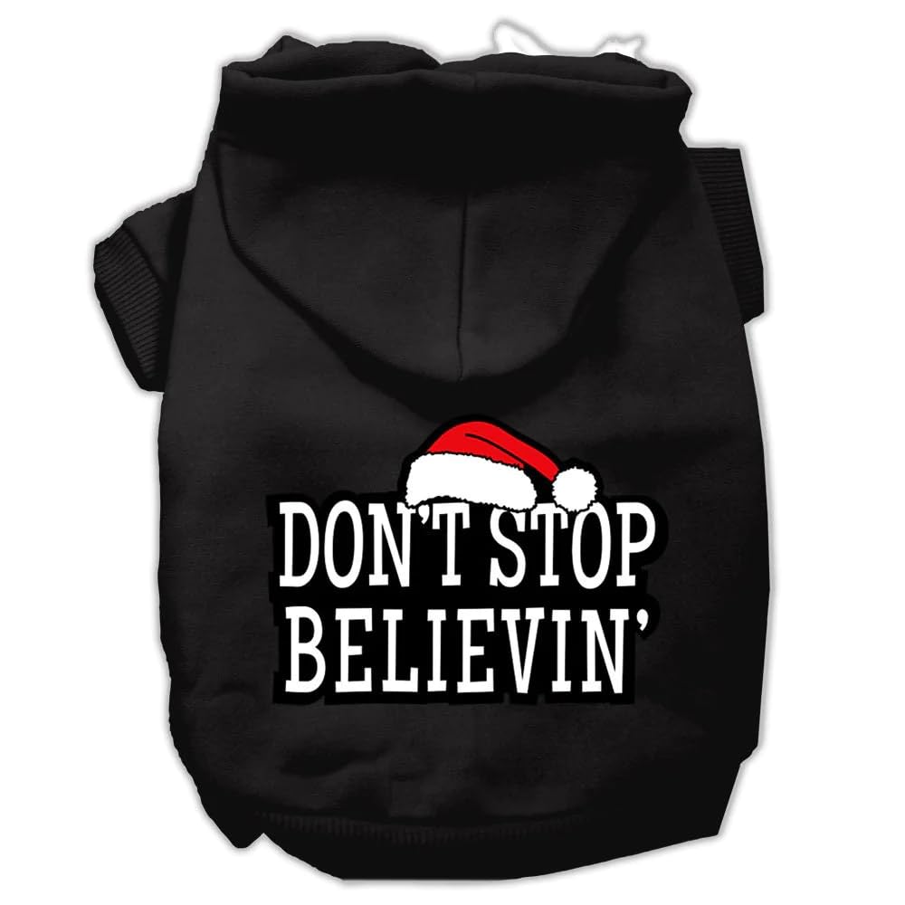 Christmas Pet Dog & Cat Hoodie Screen Printed, Don't Stop Believin Brown XS (0-3 lbs.)