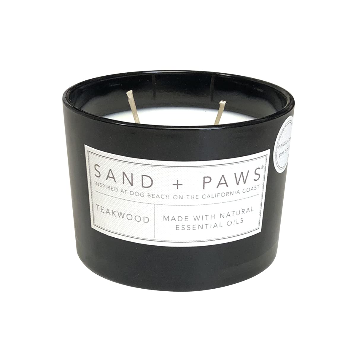 Sand + Paws Scented Candle - Teakwood - Additional Scents And Sizes -Luxurious Air Freshening Jar Candles Neutralize Pet Odors A