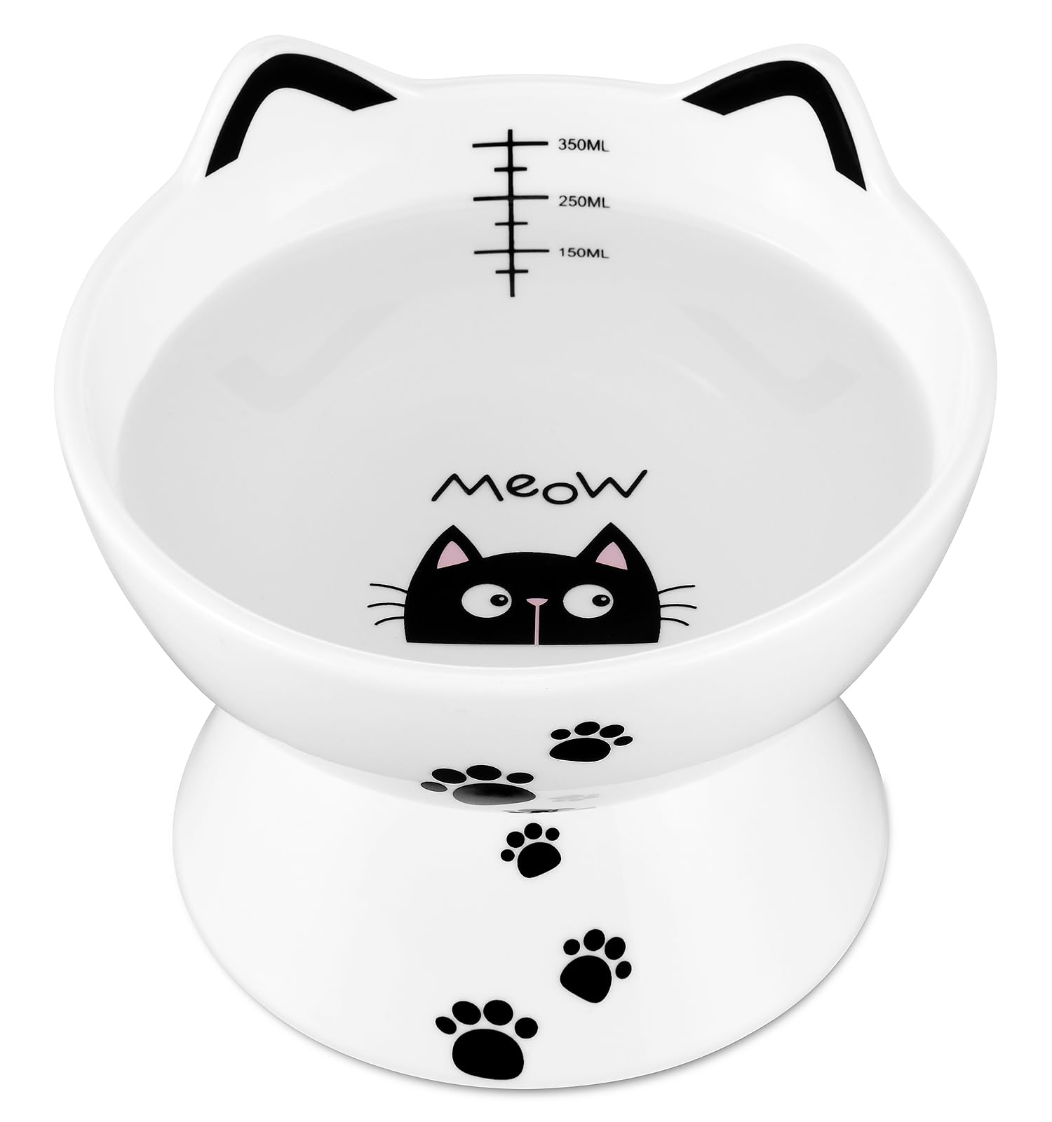 Yedio Porcelain Raised Cat Bowl, No Spill Cat Water Bowl with Anti Slip Band, Elevated Porcelain Pet Bowl Protect Pet s Spine, 