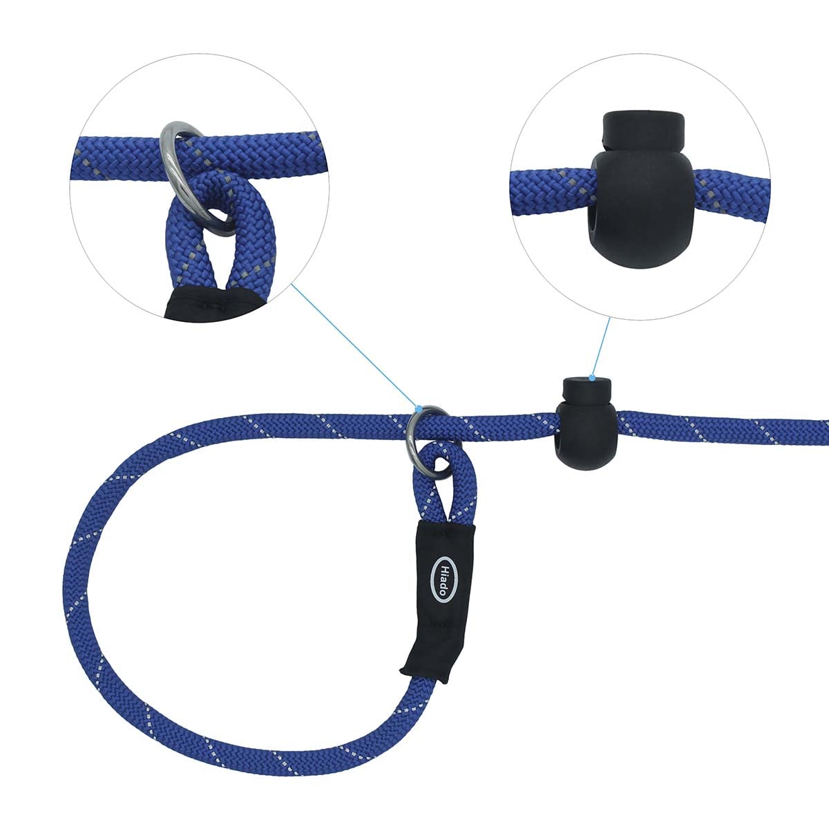 Hiado Slip Lead Dog Leash Reflective With Stopper Loop Rope Training No Pull For Small Medium Large Dogs 5Ft Blue