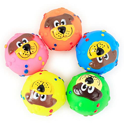 RvPaws Dog Ball Funny Teeth Silicon Toy Chew Squeaker Squeaky Sound Toy 3 Pack  Multicolor