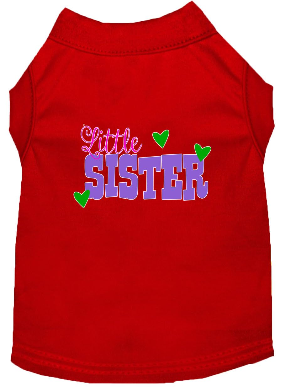 Pet Dog & Cat Shirt Screen Printed, &quot;Little Sister&quot; Red SM (3-6 lbs.)