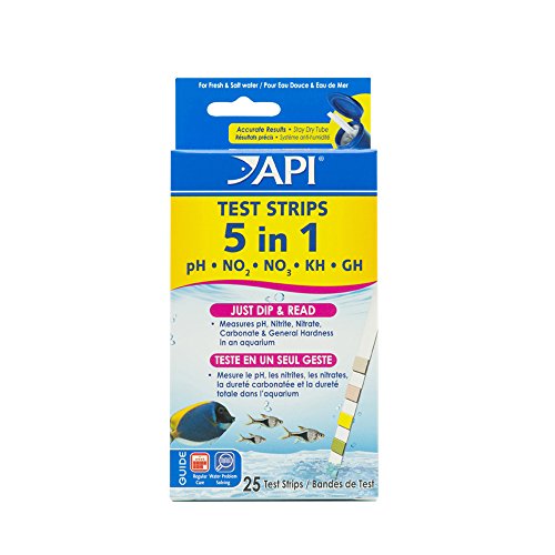 Api 5-In-1 Test Strips Freshwater And Saltwater Aquarium Test Strips 25-Count Box