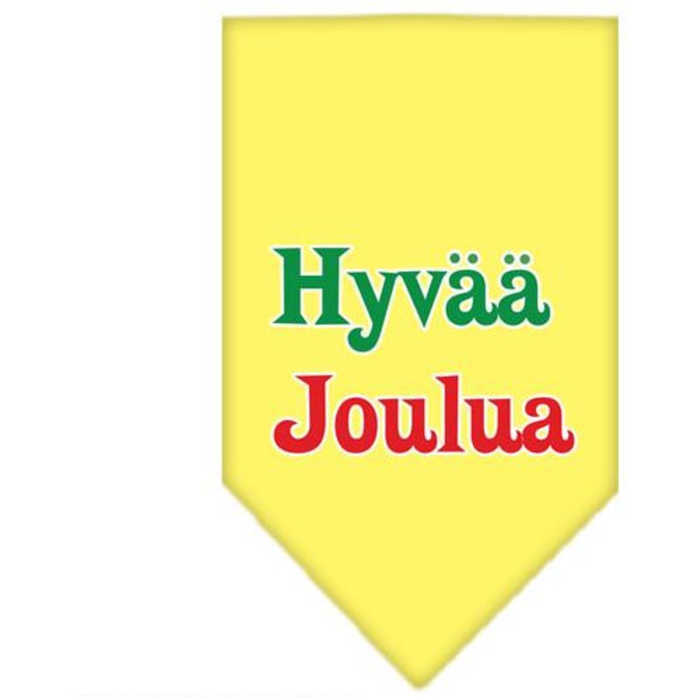 Christmas Pet and Dog Bandana Screen Printed, &quot;Hyvää Joulua&quot; Yellow Large