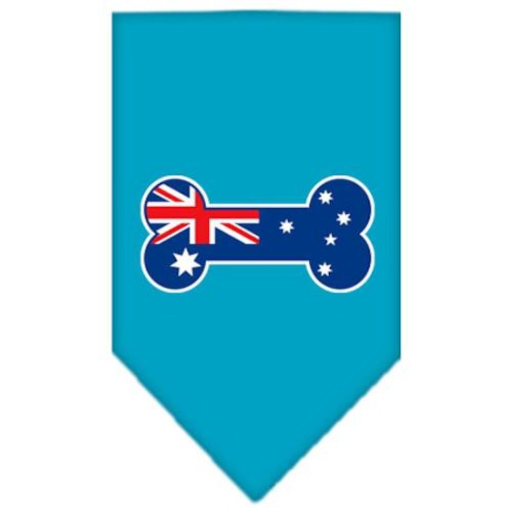 Mirage Pet Products Bone Flag Australian Screen Print Bandana for Pets, Large, Turquoise