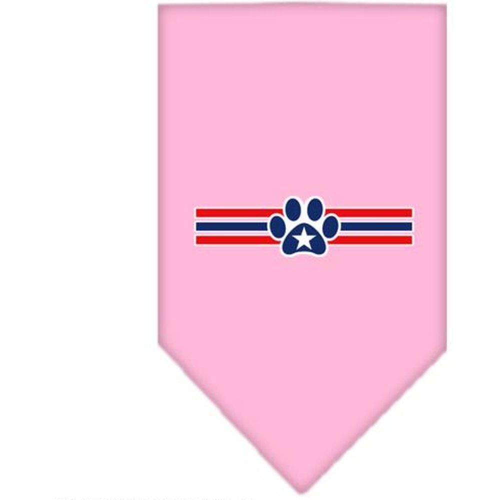 Pet and Dog Bandana Screen Printed, &quot;Patriotic Star Paw&quot; Light Pink Small