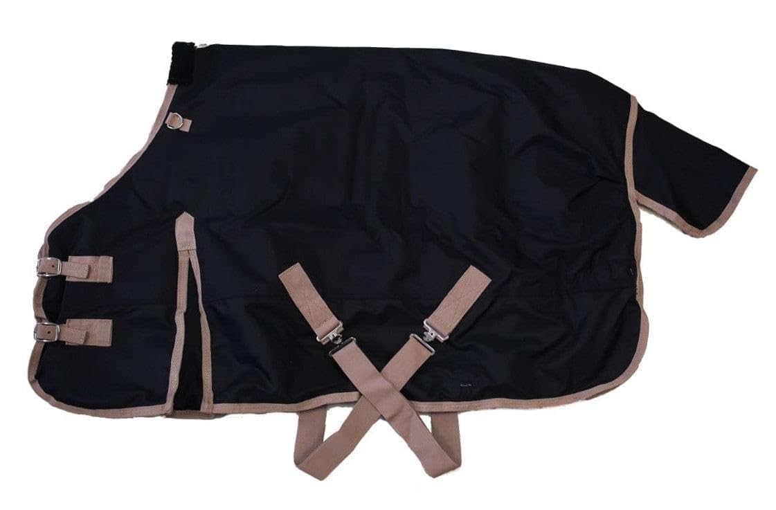 Aj Tack 1200D Waterproof Winter Pony Blanket - 300G Heavyweight Turnout With Fleece Collar, Shoulder Gussets & Tail Flap - Black 50'