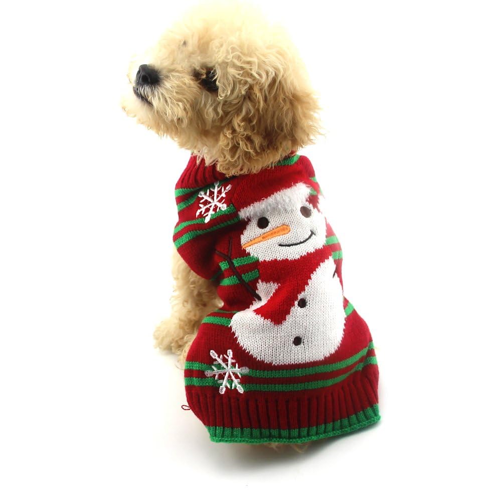 Nacoco Dog Sweater Pet Christmas Elk Bells Sweaters Halloween Reindeer For Small Dog And Cat (L, Red)