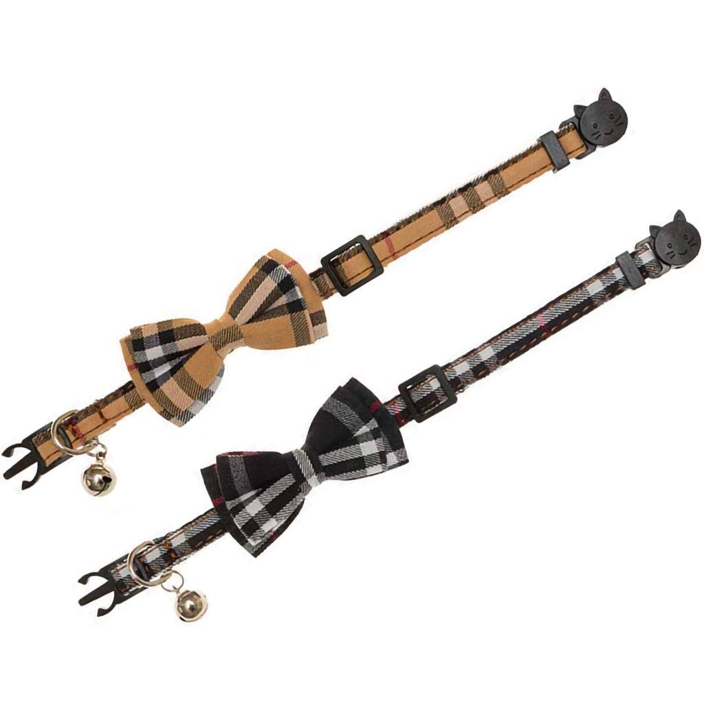 Kudes 2 Pack/Set Cat Collar Breakaway With Cute Bow Tie And Bell For Kitty And Some Puppies, Adjustable From 7.8-10.5 Inch