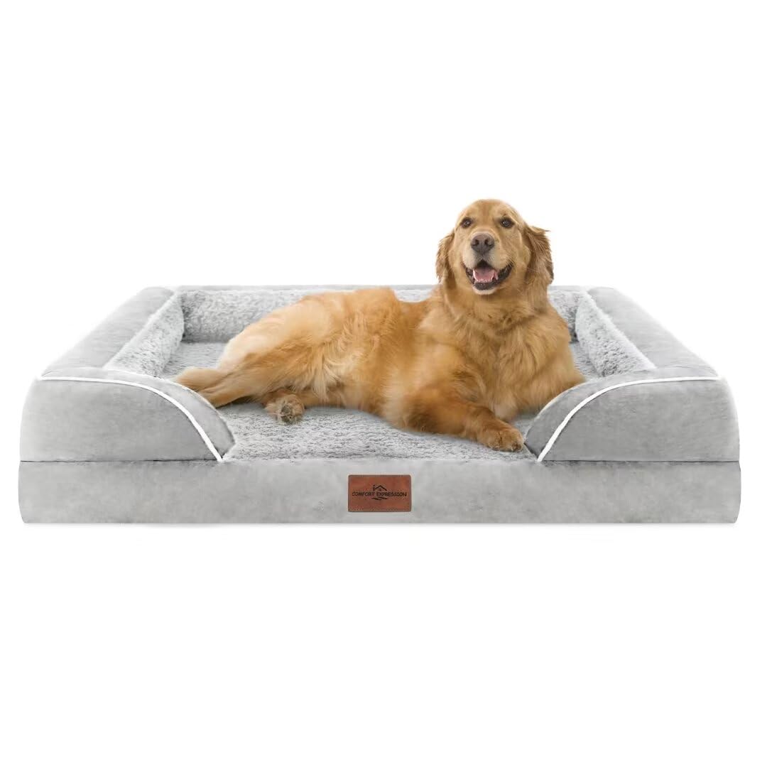 Comfort Expression Xl Dog Beds Waterproof, Orthopedic Foam Dog Beds Large Sized, Bolster Dogs Beds Washable Pet Sofa With Remova
