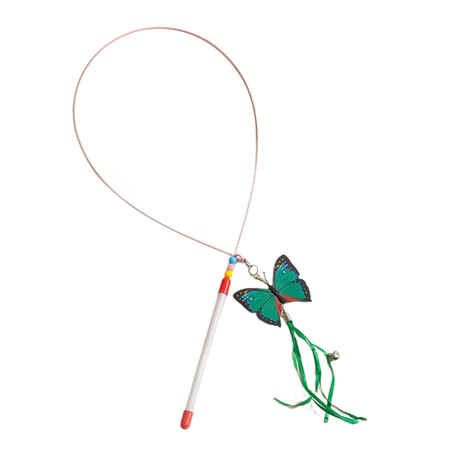 Ecomistiq Cat Teaser Toy Interactive Kitten Butterfly For Playing Outdoor Exercise Green Butterfly| Toys| Supplies |Pet