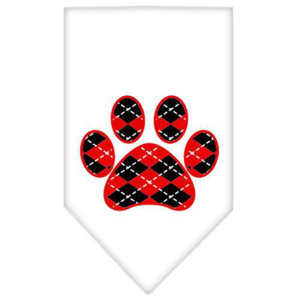 Mirage Pet Products Argyle Paw Red Screen Print Bandana for Pets, Large, Cocoa
