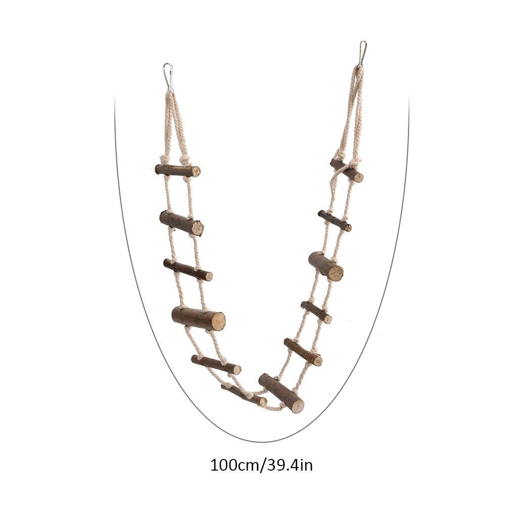 Pet Hamster Climbing Ladder, Parrot Nature Wood Long Climbing Ladders Squirrel Suspension Rope Bridge For Squirrel Hamster Totoro Sugar Gliders