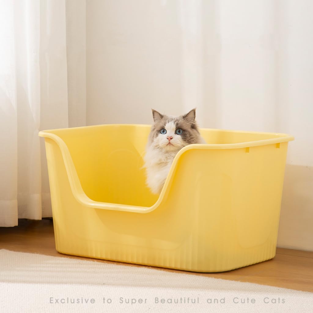 TownTime Extra Large Litter Box with High Sides 25.27'' Lx17.83 Wx13.11 H,Anti-Splashing Kitty Litter Box,Tool-Free Assembly,Mul