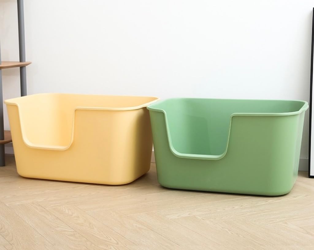 Towntime Xxl Litter Box With High Sides - 24.6'L X 16.9'W X 12.99'H, Anti-Splash, Tool-Free Assembly, Multi-Cat, Jumbo (Yellow)