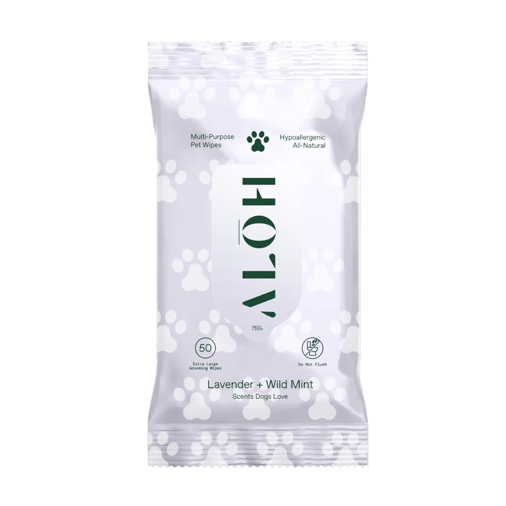 Aloh Hypoallergenic | All-Natural | Multi-Purpose Pet Wipes. Lavender + Wild Mint 50Ct Wipes