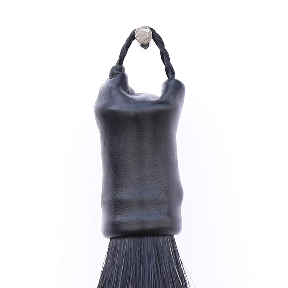 Horse Tail Extensions with Braided Horsehair Loop, Blunt Cut Bottom, 34-36 inches long and 1 lb Weight (Jet Black)