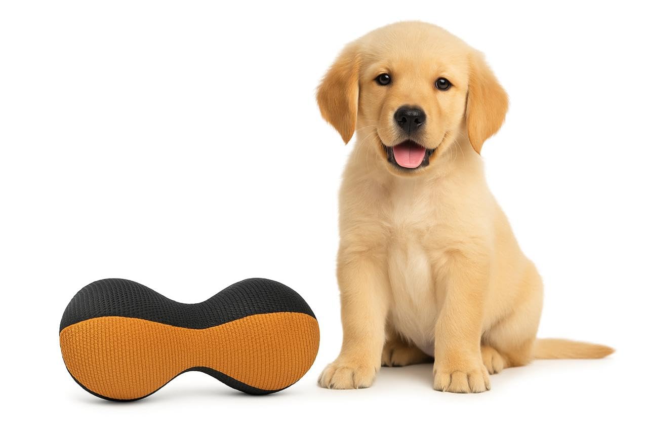 WAGGYTAILS Durable Peanut Shaped Dog Toy (Made in U.A.E)  Squeaky Plush Chew Toy for Puppies,Small & Medium Dogs | Interactive 