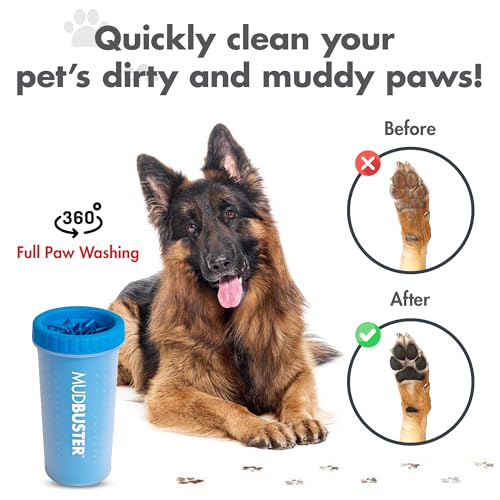 Dexas Mudbuster Portable Dog Paw Washer/Paw Cleaner, Large, Pro Blue