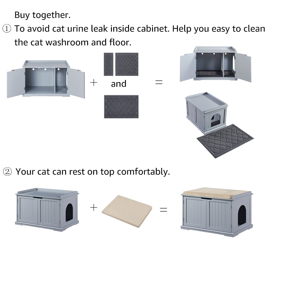 Unipaws Cat Litter Box Enclosure Furniture, Cat Washroom, Hidden Litter Box Cover, Cabinet For Large Cat, Dog Proof Cat Litter Boxes, Hideaway Litter Box, Cat House, Grey