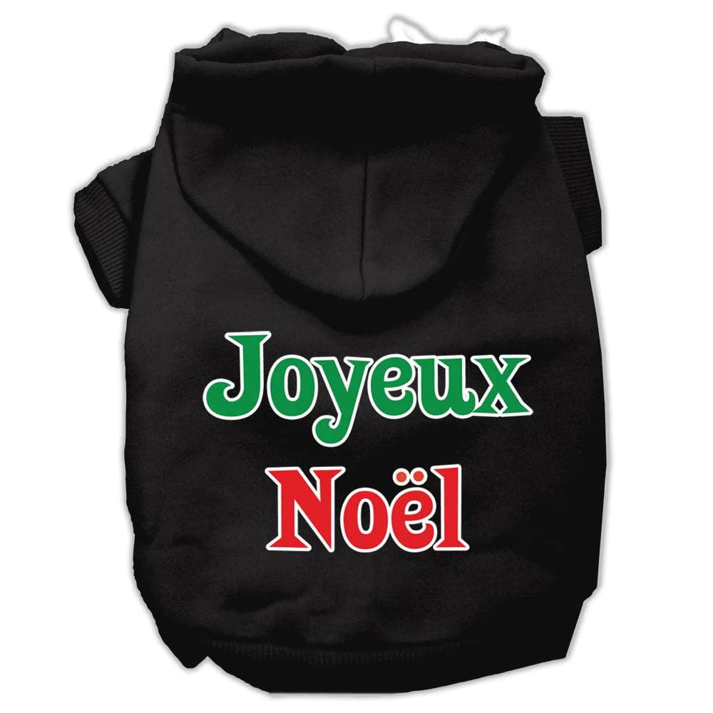 Christmas Pet Dog & Cat Hoodie Screen Printed, Joyeux Noel Blue XL (14-20 lbs.)